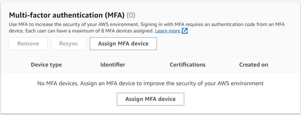 Segundo factor de autenticación MFA para usuarios no root